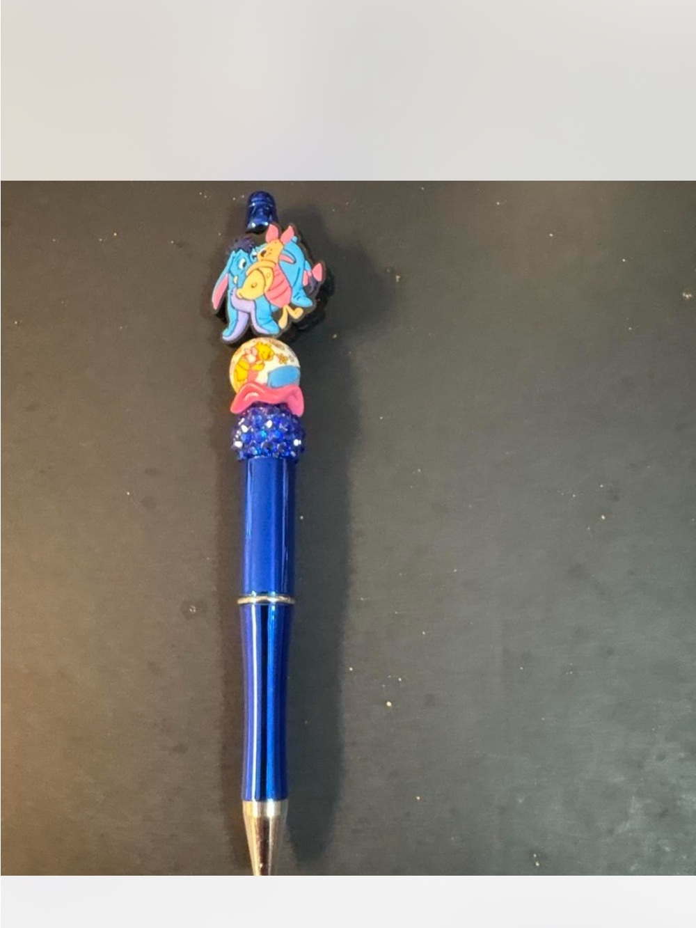 Blue Eeyore Ballpoint Pen with Colorful Charm